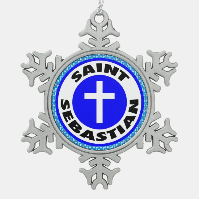 Saint Sebastian Schneeflocken Zinn-Ornament (Vorderseite)