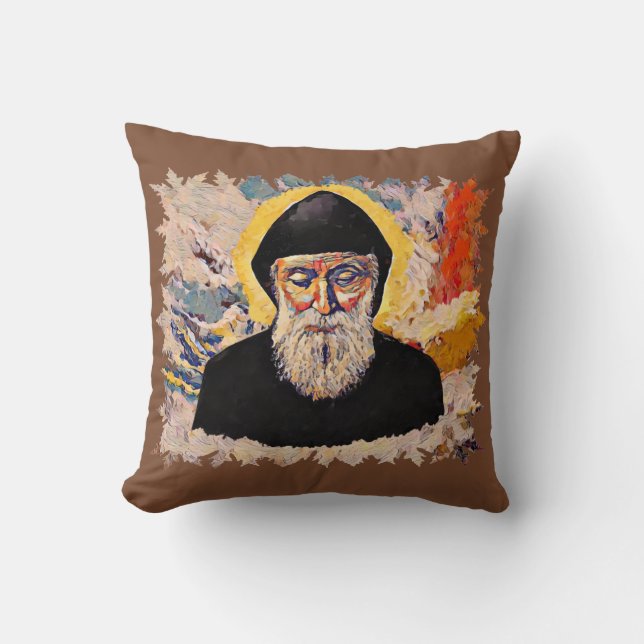 Saint Sharbel Throw Pillow Kissen (Vorderseite)
