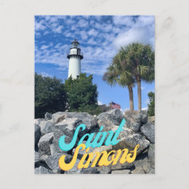 Saint Simons Island Beach Lighthouse Postcard Postkarte
