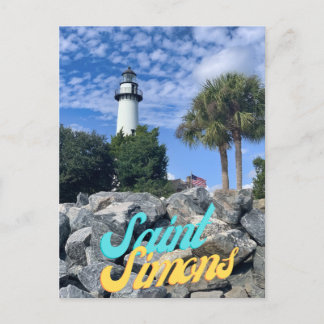 Saint Simons Island Beach Lighthouse Postcard Postkarte