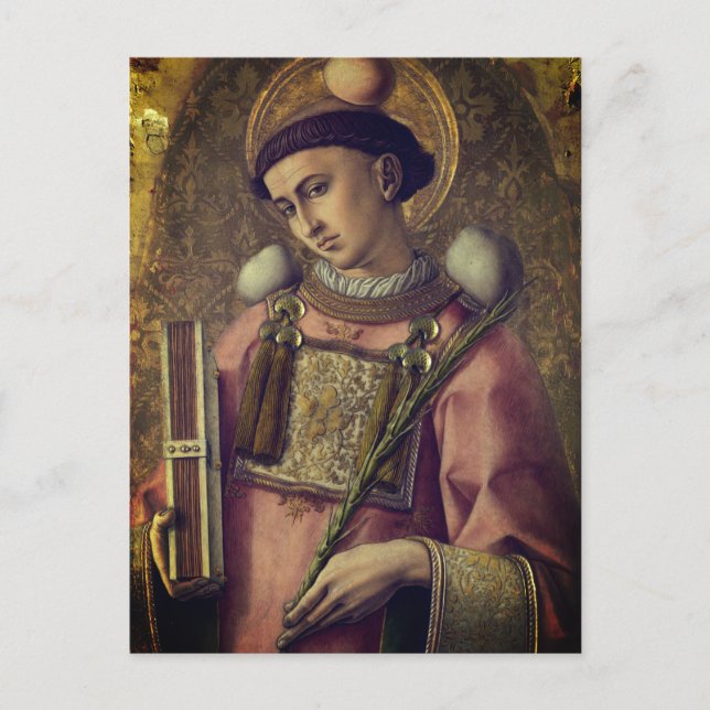 Saint Stephen (von Carlo Crivelli, 1476) Postkarte (Vorderseite)