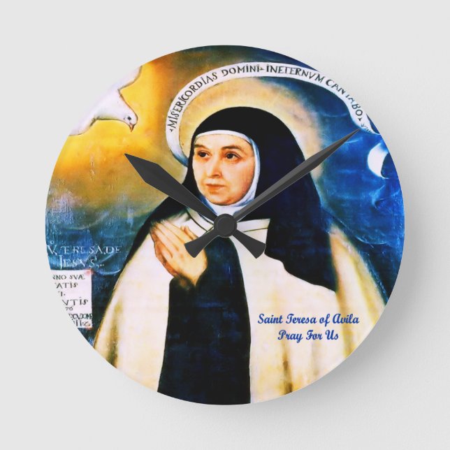 Saint Teresa von Avila Runde Wanduhr (Vorderseite)