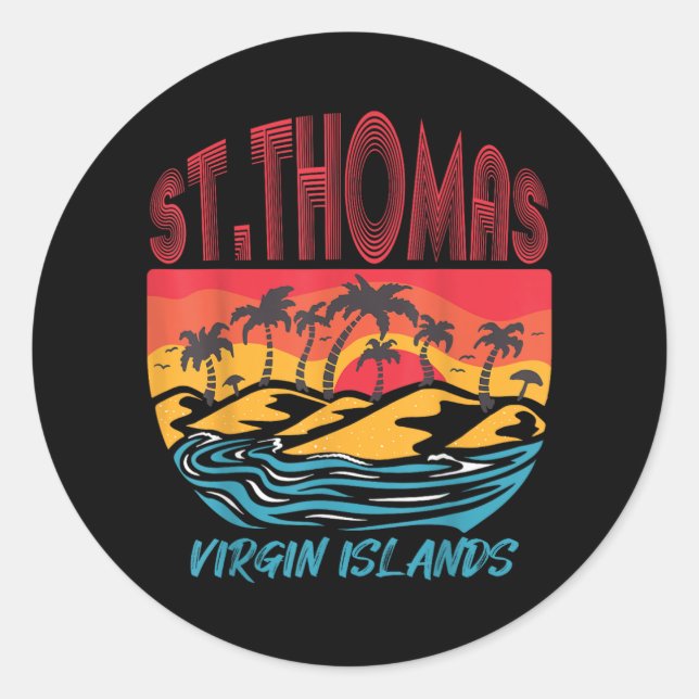 Saint Thomas Jungfrau Islands Surfing Beach Ocean  Runder Aufkleber (Vorderseite)