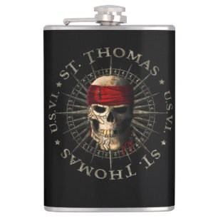 Saint Thomas USVI Pirate Skull Flachmann