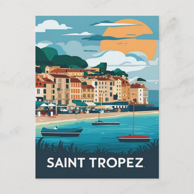 Saint Tropez France Beach Travel Postkarte (Vorderseite)