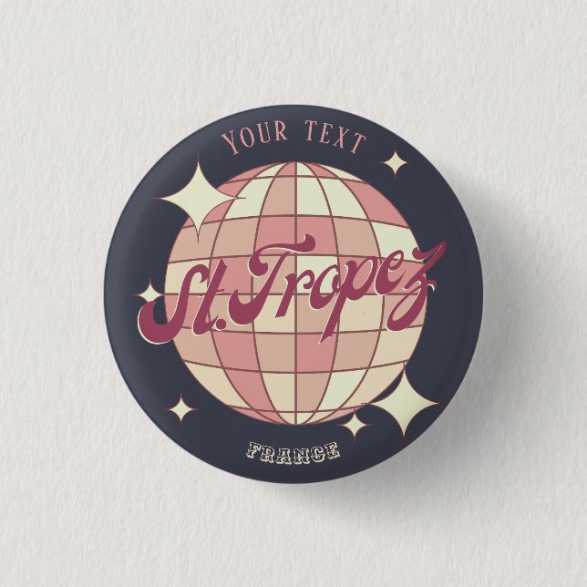 Saint Tropez Frankreich Retro Vintages Souvenir Button (Vorderseite)