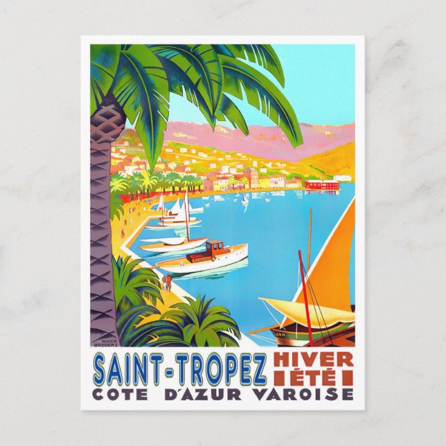 Saint Tropez Frankreich Vintage Reise Postkarte (Vorderseite)