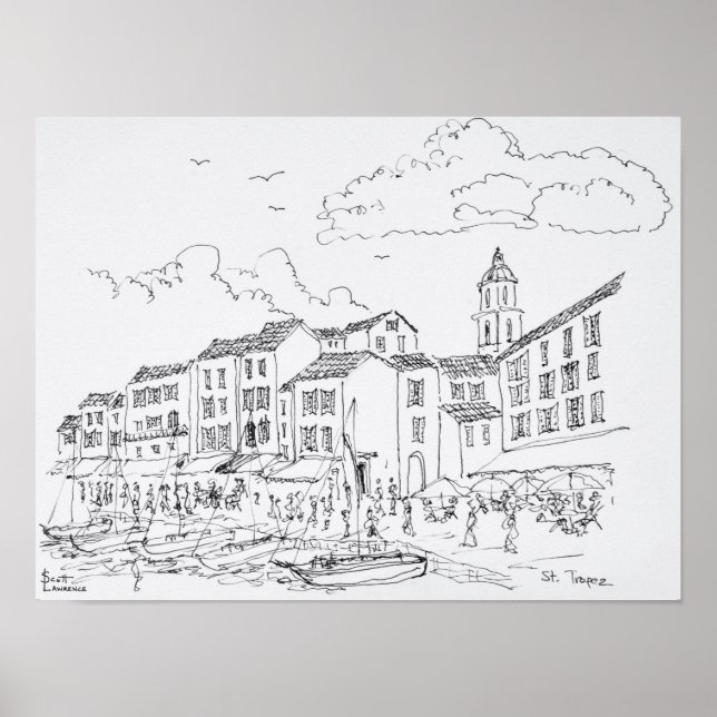 Saint-Tropez Waterfront | Französische Riviera, Fr Poster (Vorne)