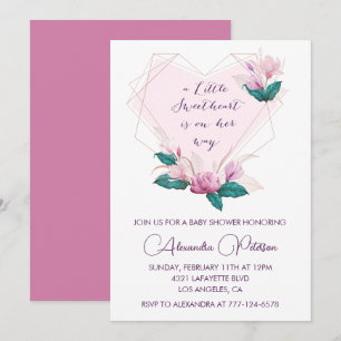 Saint Valentin baby shower invitation Elégant rose