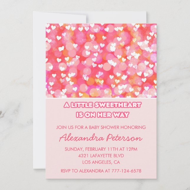Saint Valentin baby shower invitation mignonne ros (Devant)