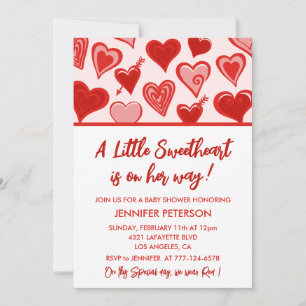 Saint Valentin baby shower invitation rose et roug