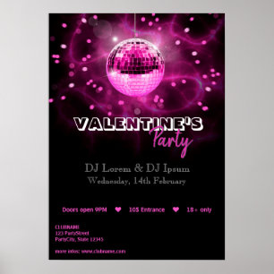 Saint Valentin Boule Disco - Poster du Parti Impri