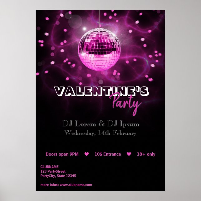 Saint Valentin Boule Disco - Poster du Parti Impri (Devant)
