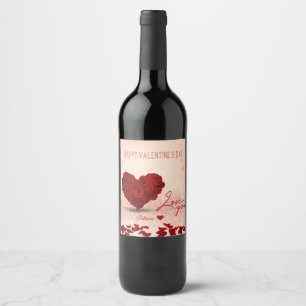 Saint Valentin Bouquet de coeur Rose - Étiquette d