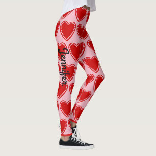 Saint-Valentin Coeur Nom personnalisé Leggings Pa