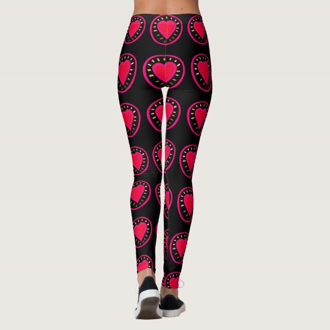 Saint-Valentin Coeur rose en relief Leggings yoga (Dos)