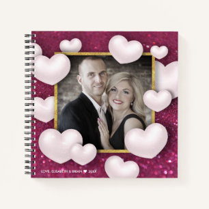 Saint-Valentin Coeurs blancs Photo Carnet spiral