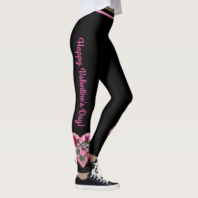 Saint Valentin Coeurs Leggings noirs Pantalon de Y (Droite)