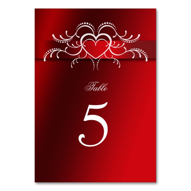Saint Valentin, Coeurs, Mariage, Numéro de table (Par défaut)