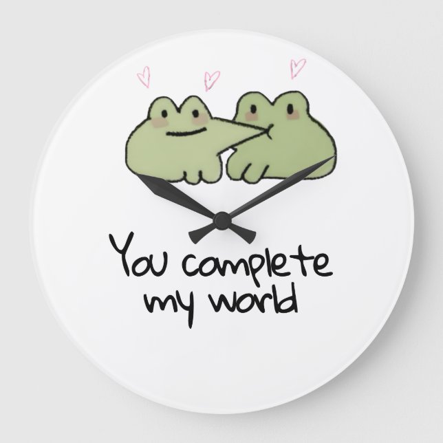 Saint Valentin Cute Frog Love Couple Wall Horloge (Recto)
