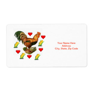 Saint Valentin Étiquette Rooster Vintage