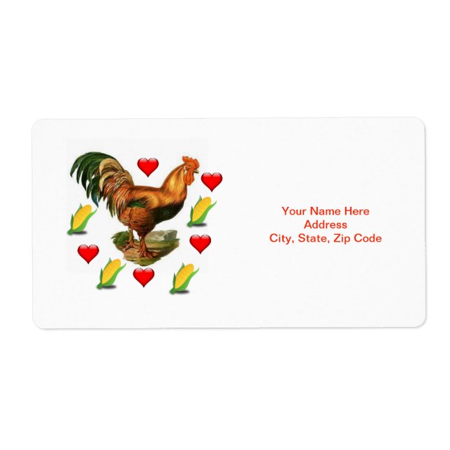 Saint Valentin Étiquette Rooster Vintage (Devant)