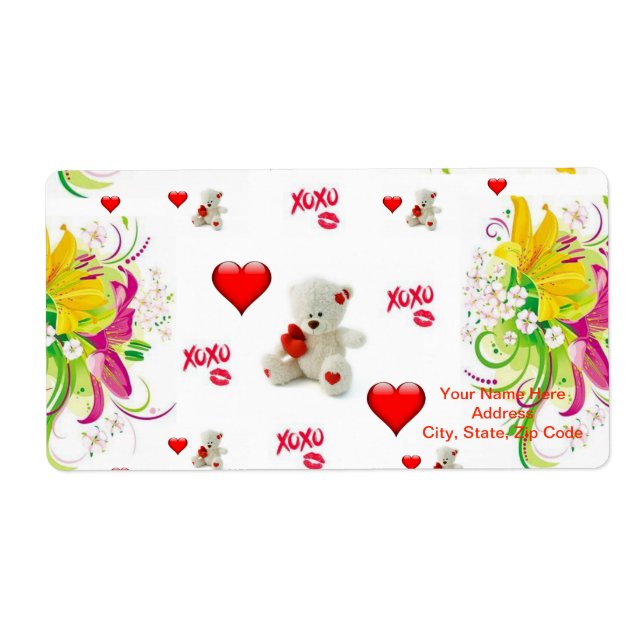 Saint Valentin Étiquette Teddy Bear (Devant)