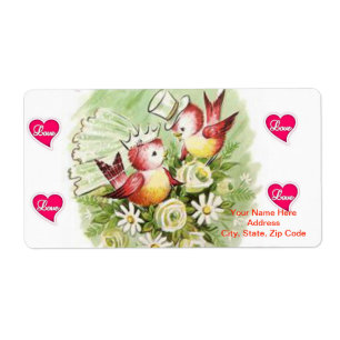 Saint Valentin Étiquette Vintage Bird