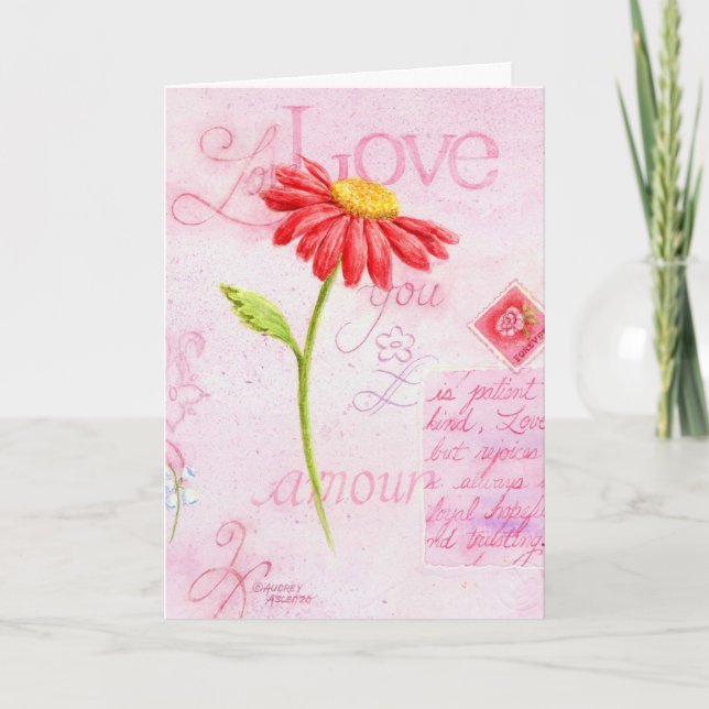 Saint-Valentin, fête rouge avec carte d'amour (Devant)