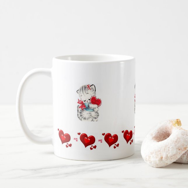 Saint Valentin Kitten Mugs (Avec donut)
