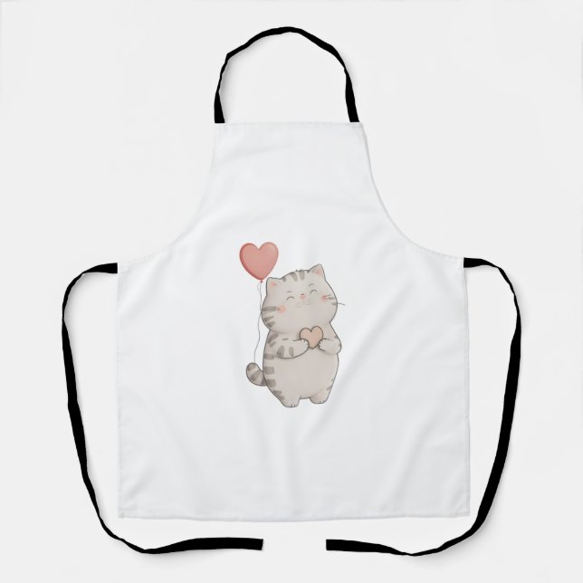 Saint-Valentin Love Cat All-Over Imprimer Tablier (Recto)