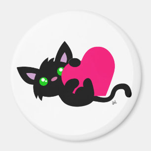 Saint-Valentin Magnet à bouton noir Kitty