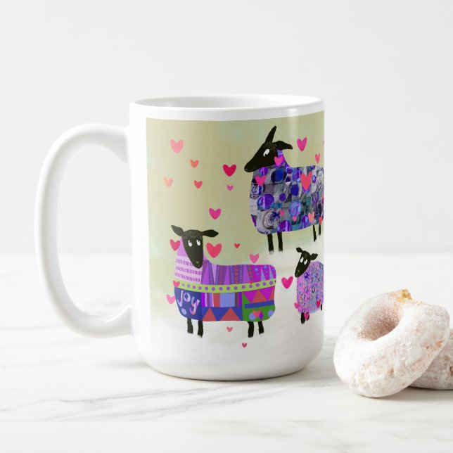 Saint Valentin mouton envoyant l'amour Mug en céra (Avec donut)