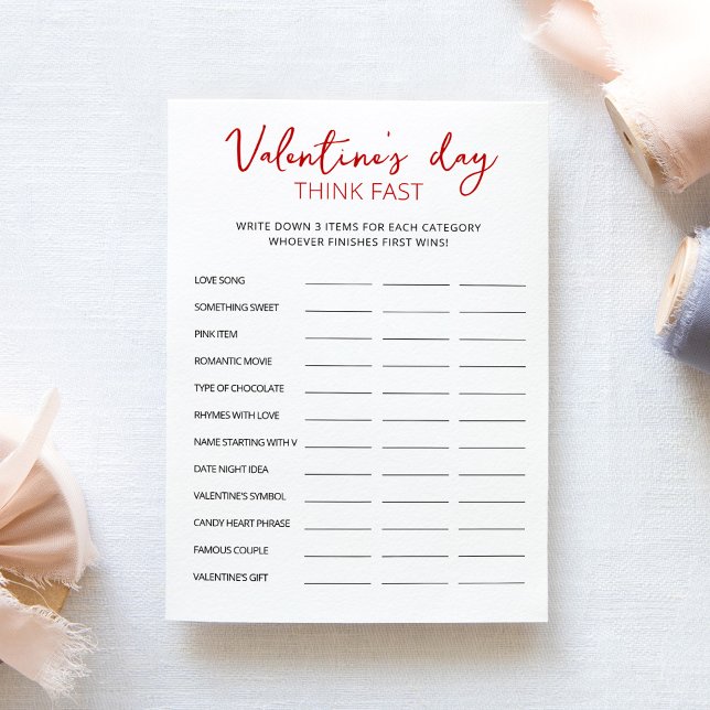 Saint Valentin Pensez vite, pensez carte de fête r (Créateur téléchargé)