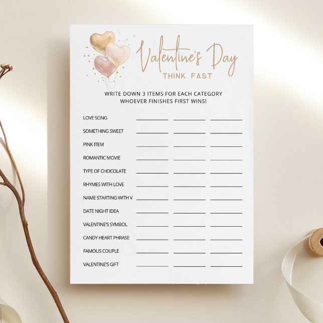 Saint Valentin Pensez vite, pensez carte de fête r (Créateur téléchargé)