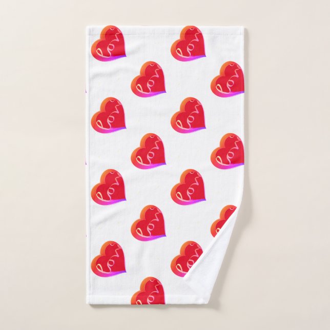 Saint-Valentin Rouge Amour Coeur Serviette de thé (Serviette à main)