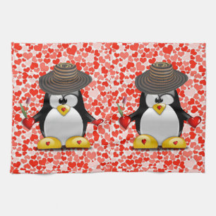 Saint Valentin Serviette de cuisine, Penguin