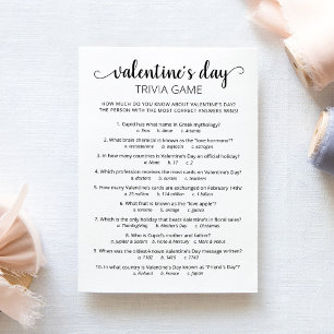Saint Valentin Trivia avec réponses Carte de jeu