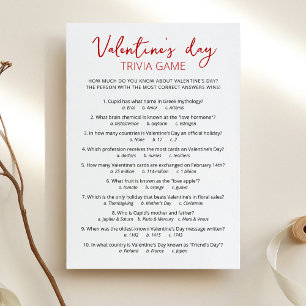 Saint Valentin Trivia avec réponses Carte de jeu