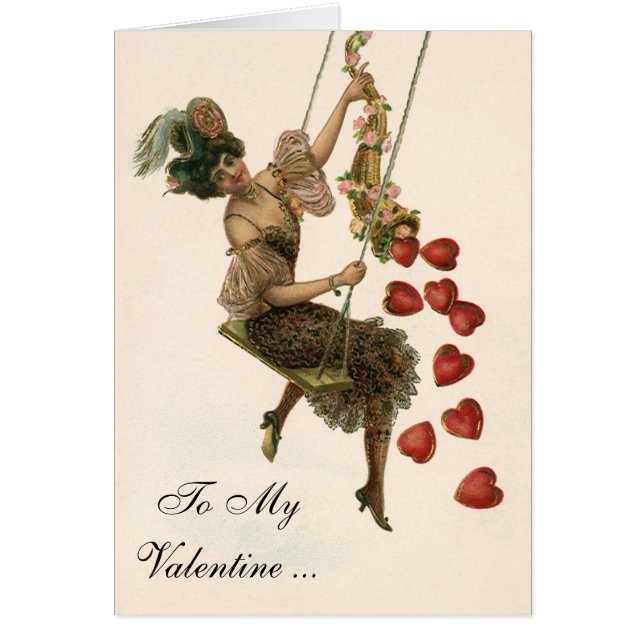 Saint-Valentin vintage, dame victorienne sur une a (Devant)