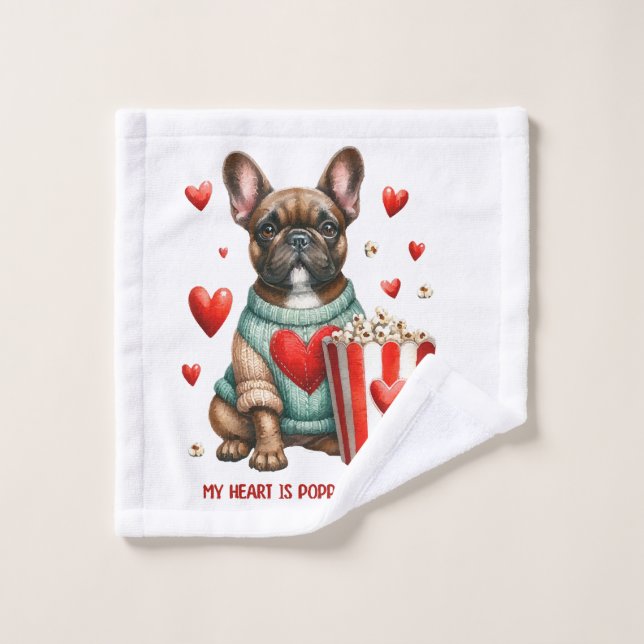 Saint Valentines Bulldog français (Gant de toilette)