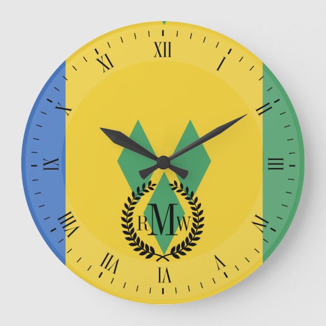 Saint Vincent Flag Große Wanduhr (Vorderseite)