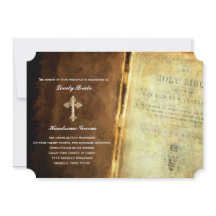Sainte Bible Croix d'or Faire-part de mariage chré