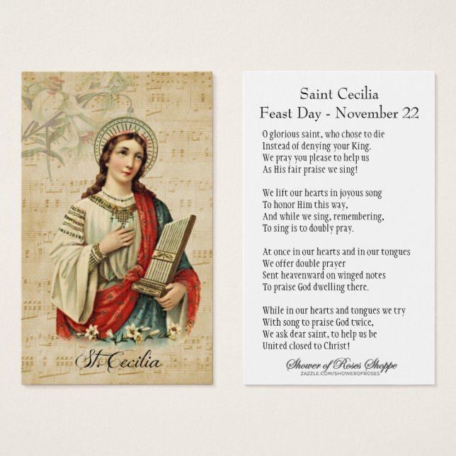 Sainte Cécile Patronesse des Musiciens - Carte Sai (Devant & derrière)