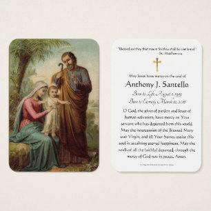 Sainte Famille catholique funéraire Carte Sainte -