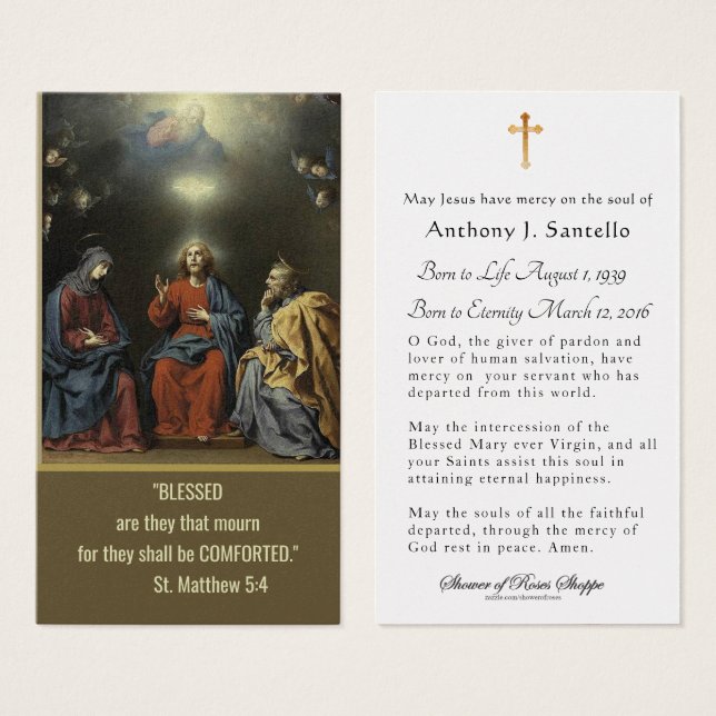 Sainte Famille catholique funéraire Carte Sainte - (Devant & derrière)
