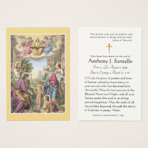 Sainte Famille catholique funéraire Carte Sainte -