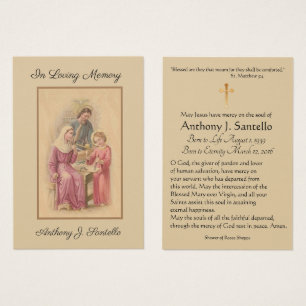 Sainte Famille Funéraire Sympathie Prière Carte Sa