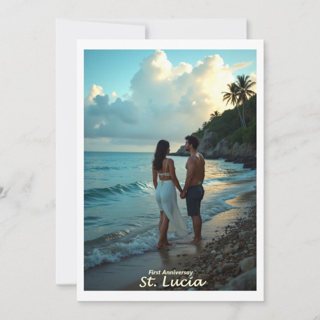 Sainte-Lucie, Carte Anniversaire Lune de Miel des  (Devant)