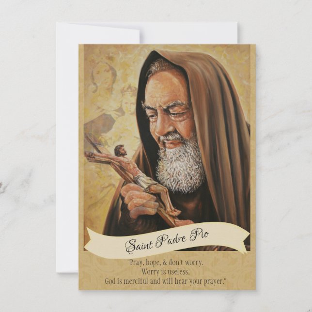 Sainte Padre Pio Lady Mont Carmel Prière Carte Sai (Devant)